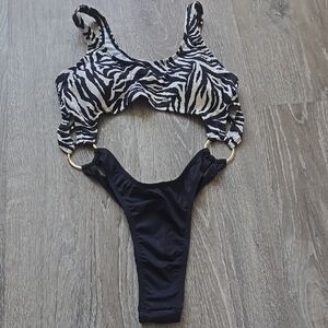 Zebra Print Bikini with Gold Accents